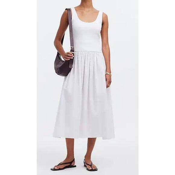 NWT Madewell White Drop-Waist Tank Midi Dress M - Picture 7 of 8